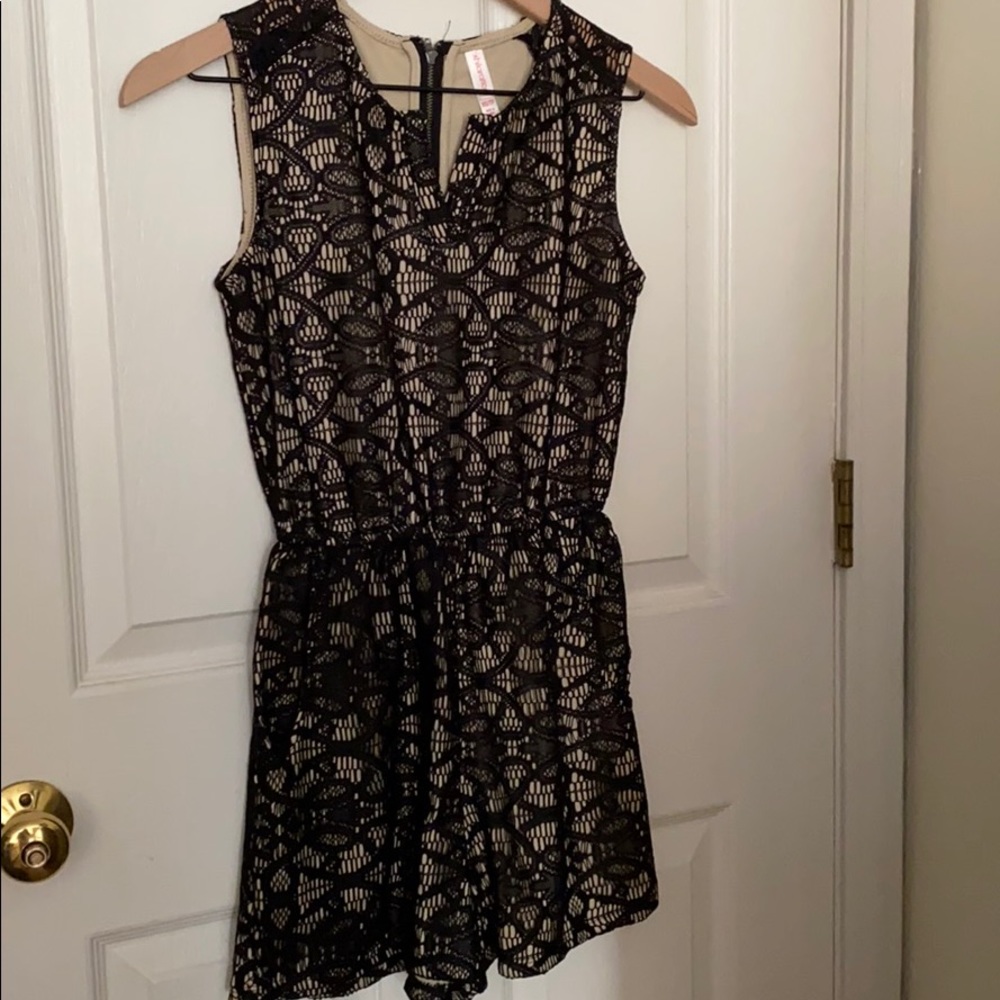 Black and nude romper